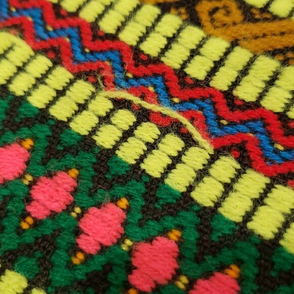 Poncho Youth Ladies Women's Lime Green with multi  color Cape Fringe - Picture 10 of 10